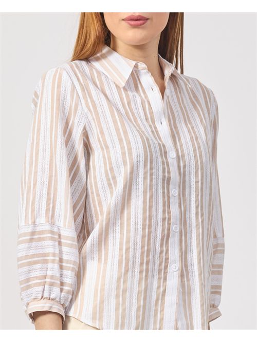 Silvian Heach Striped Shirt with 3/4 Sleeve SILVIAN HEACH | GPP25255CABEIGE SAND